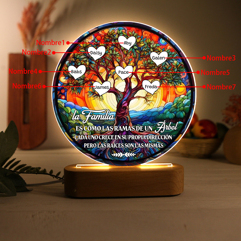 Lámpara de noche Árbol de la Vida para familia 1-8 nombres personalizados | Jessemade