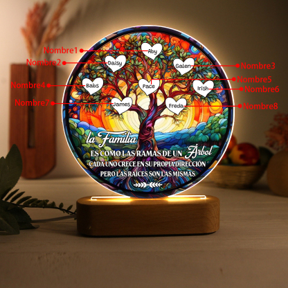 Lámpara de noche Árbol de la Vida para familia 1-8 nombres personalizados | Jessemade