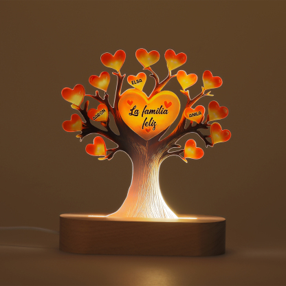 Lámpara en forma de Árbol de la Vida para familia 3 nombres y 1 texto personalizados | Jessemade