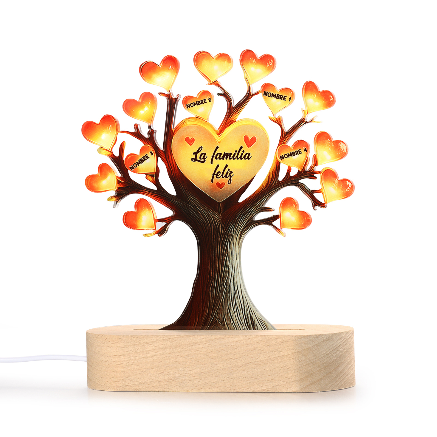 Lámpara en forma de Árbol de la Vida para familia 4 nombres y 1 texto personalizados | Jessemade