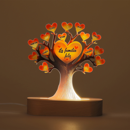 Lámpara en forma de Árbol de la Vida para familia 7 nombres y 1 texto personalizados | Jessemade