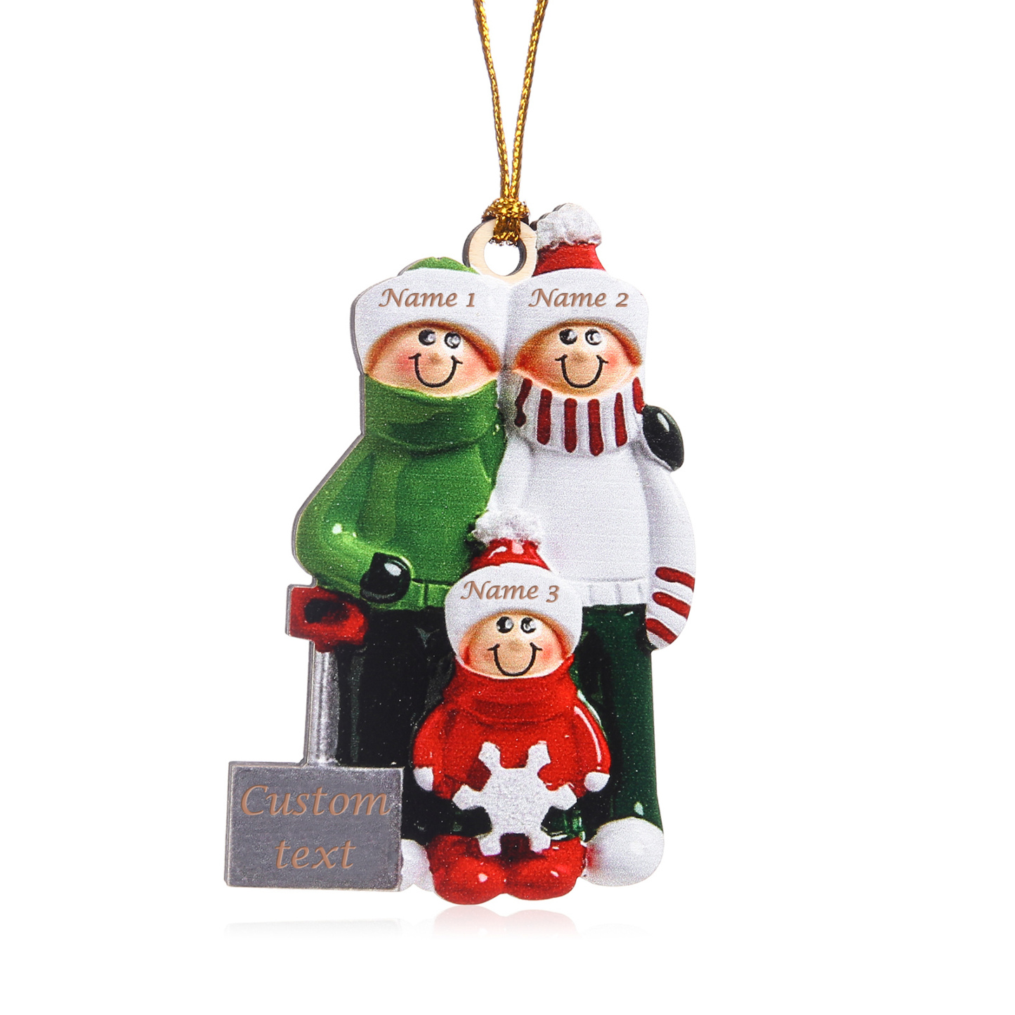 Navidad-Ornamento muñecos navideño de madera 3 nombres y 1 año personalizados adorno del árbol