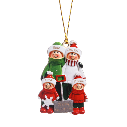 Navidad-Ornamento muñecos navideño de madera 4 nombres y texto personalizados adorno del árbol