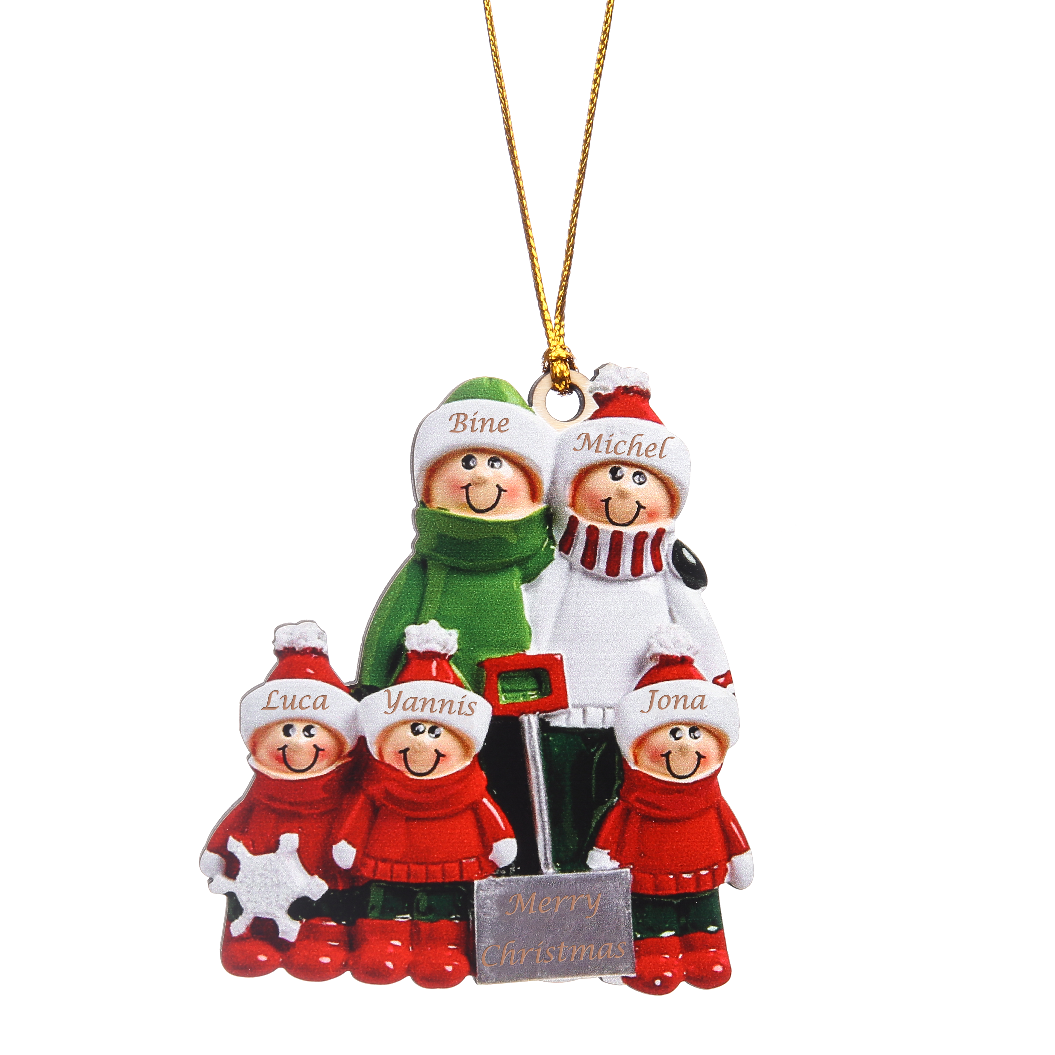 Navidad-Ornamento muñecos navideño de madera 5 nombres y texto personalizados adorno del árbol