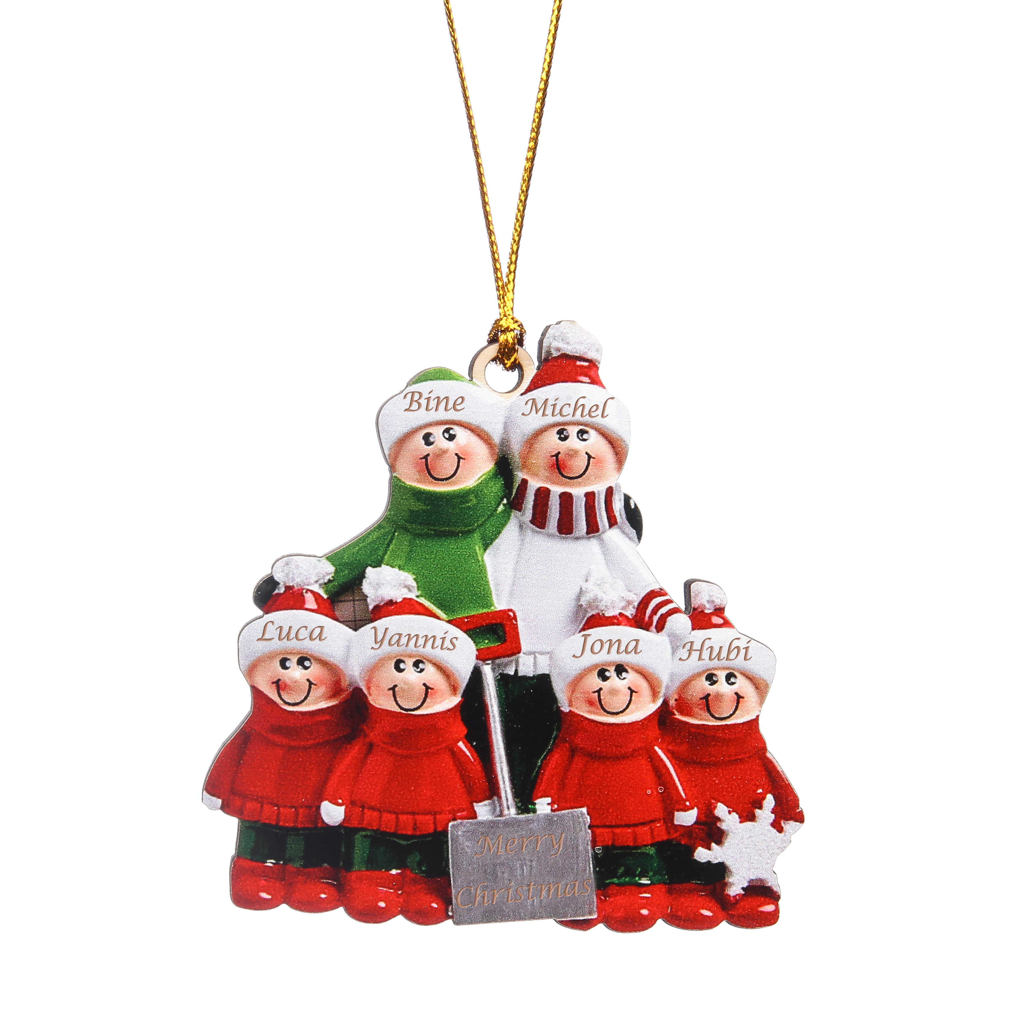 Navidad-Ornamento muñecos navideño de madera 6 nombres y texto personalizados adorno del árbol