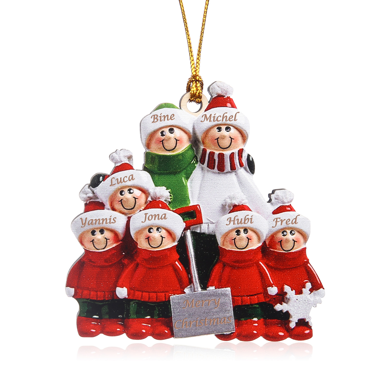 Navidad-Ornamento muñecos navideño de madera 7 nombres y texto personalizados adorno del árbol
