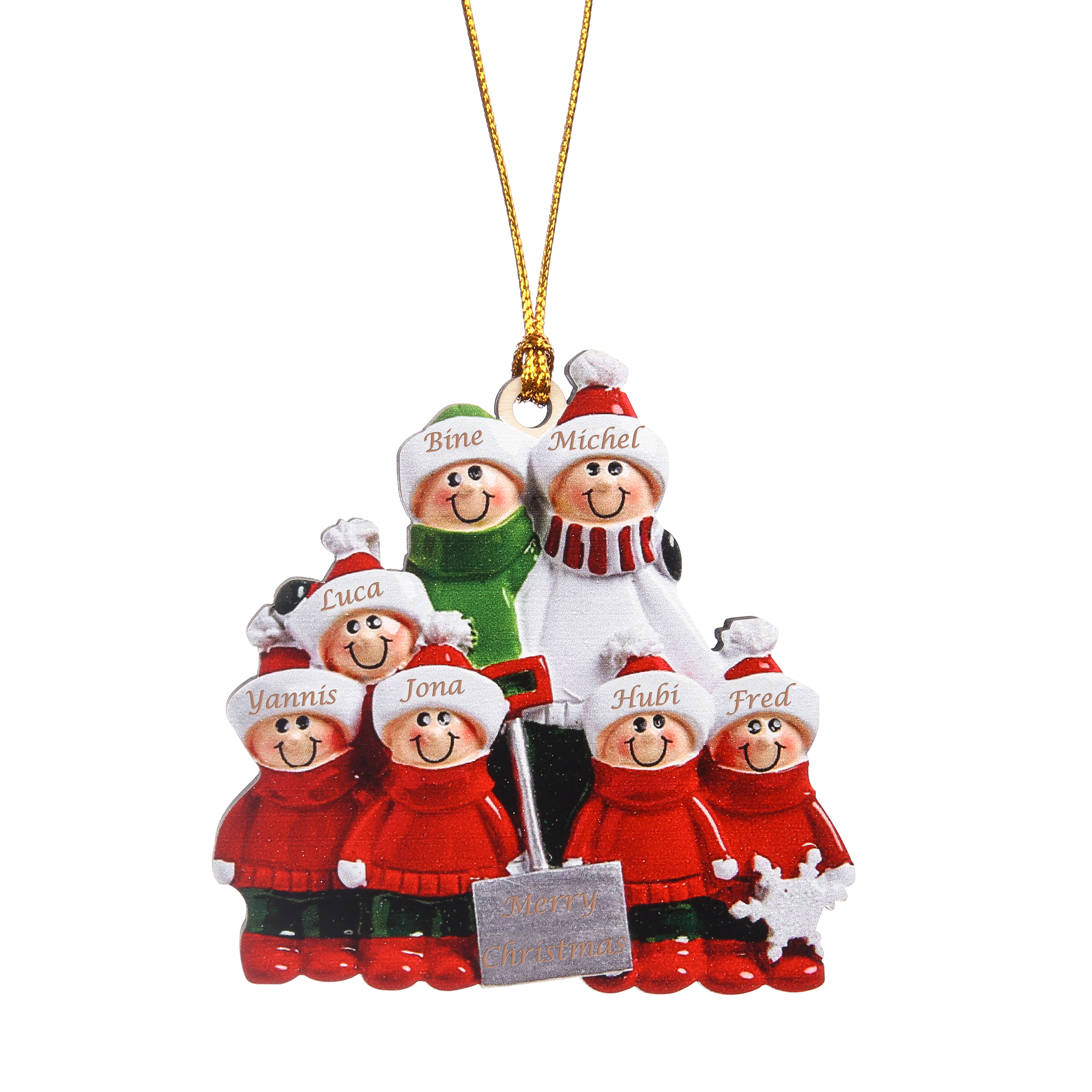 Navidad-Ornamento muñecos navideño de madera 7 nombres y texto personalizados adorno del árbol