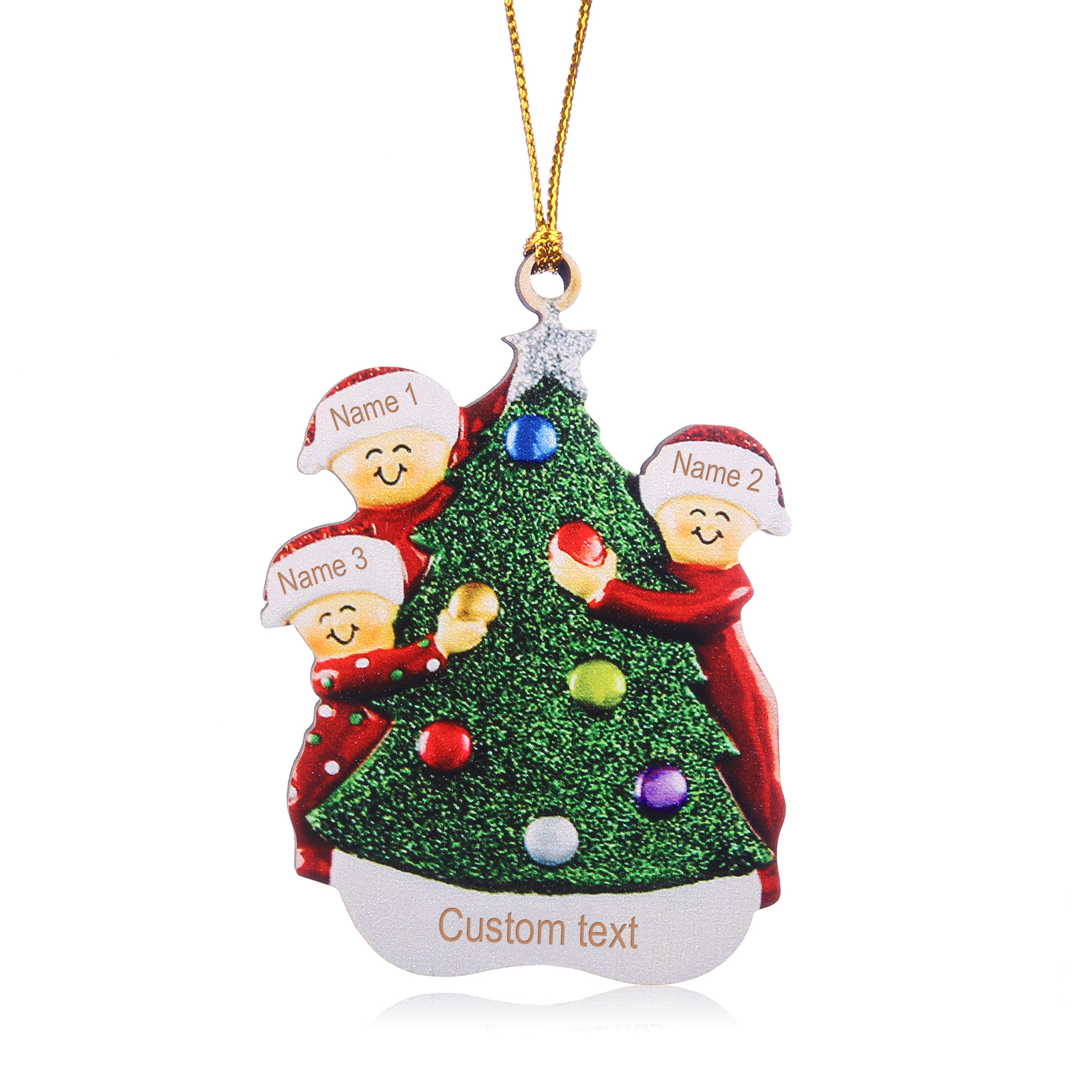 Navidad-Ornamentos Navideños de Madera Familia de 3-6 nombres Personalizados con Texto