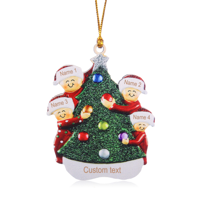 Navidad-Ornamentos Navideños de Madera Familia de 3-6 nombres Personalizados con Texto