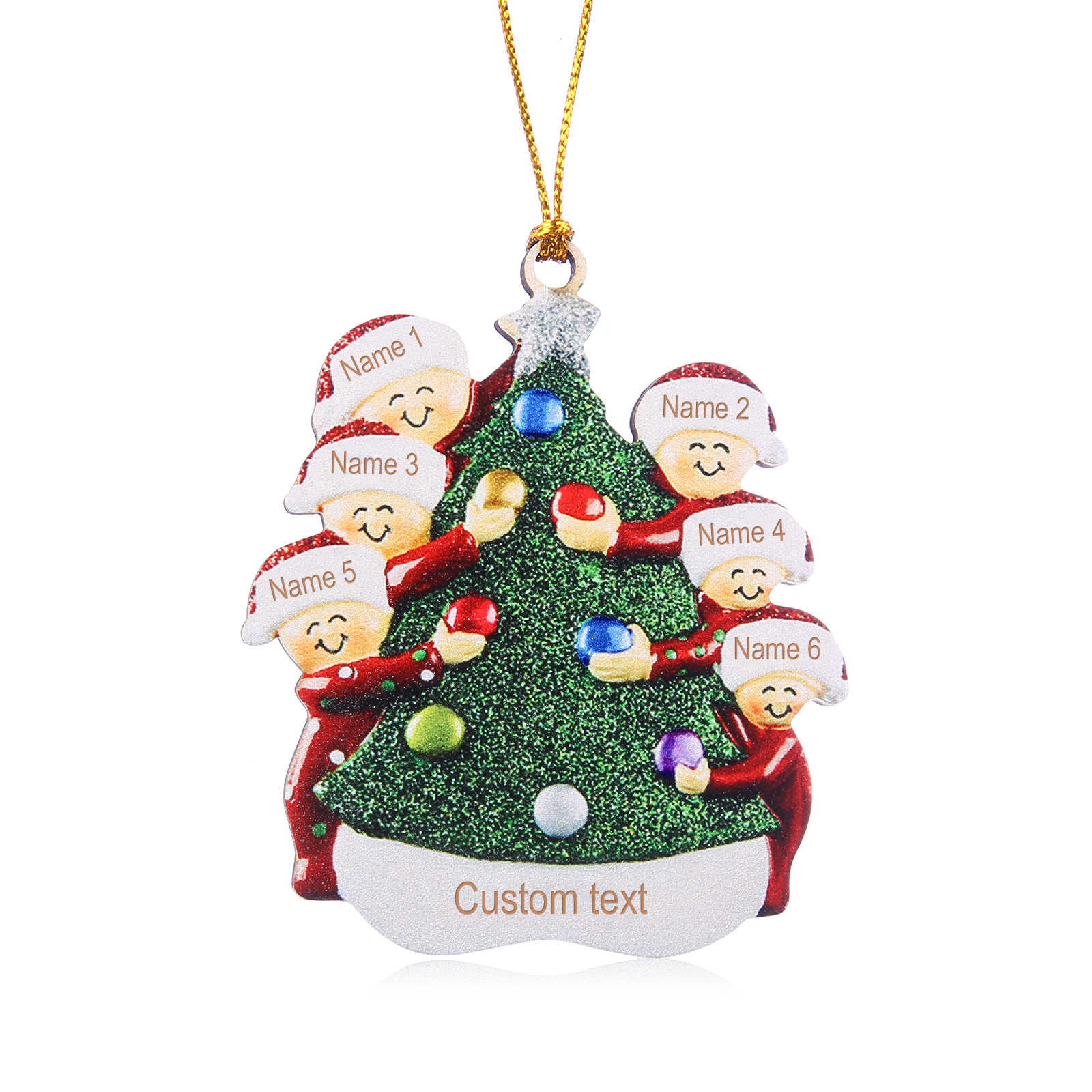 Navidad-Ornamentos Navideños de Madera Familia de 3-6 nombres Personalizados con Texto