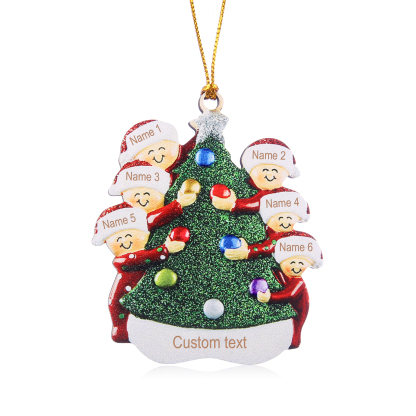 Navidad-Ornamentos Navideños de Madera Familia de 3-6 nombres Personalizados con Texto