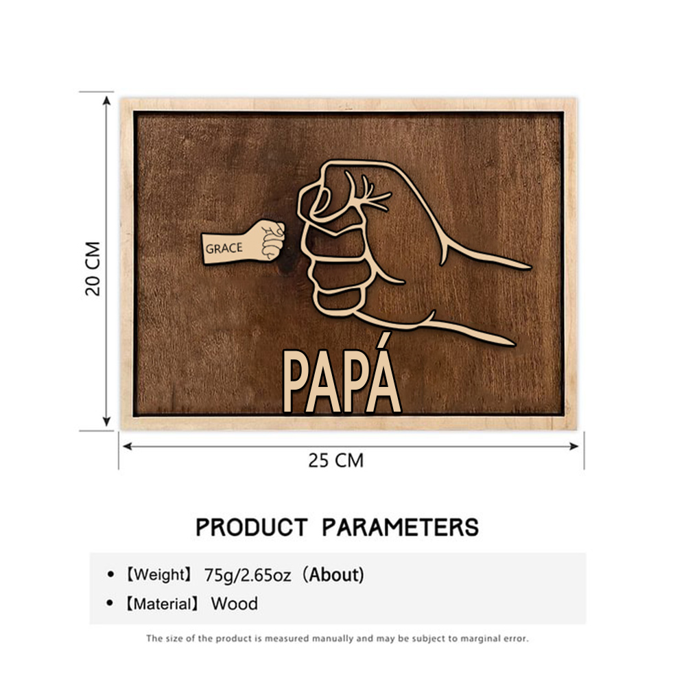 A mi papá - Marco de madera puño con puño 1 nombre personalizado | Jessemade
