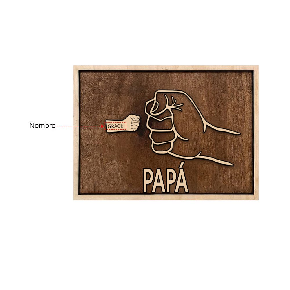 A mi papá - Marco de madera puño con puño 1 nombre personalizado | Jessemade