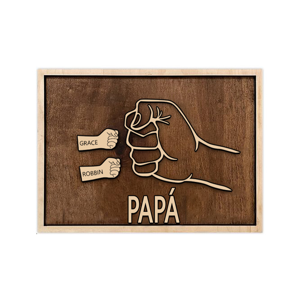 A mi papá - Marco de madera puño con puño 2 nombres personalizados | Jessemade