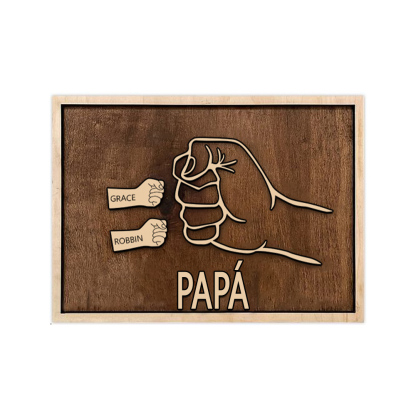A mi papá - Marco de madera puño con puño 2 nombres personalizados | Jessemade