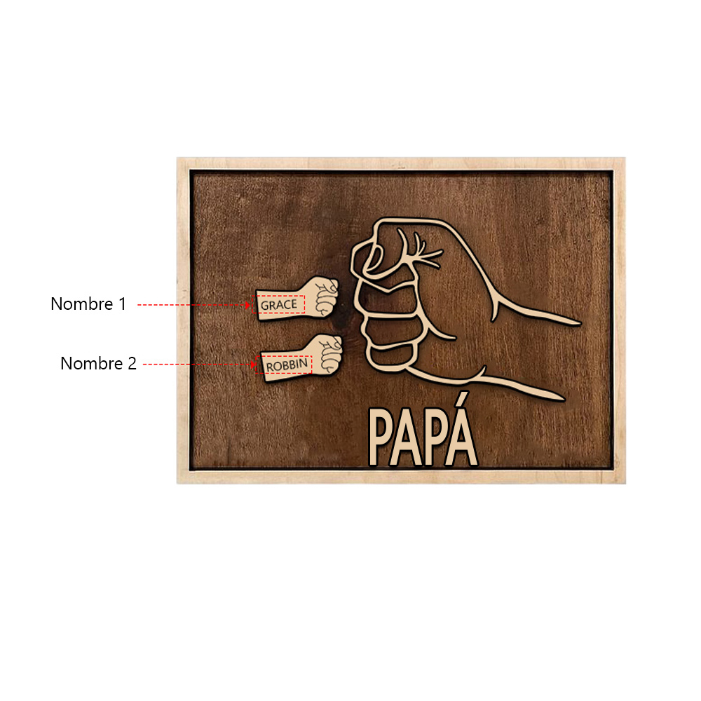 A mi papá - Marco de madera puño con puño 2 nombres personalizados | Jessemade