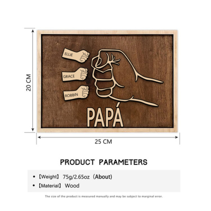 A mi papá - Marco de madera puño con puño 3 nombres personalizados | Jessemade