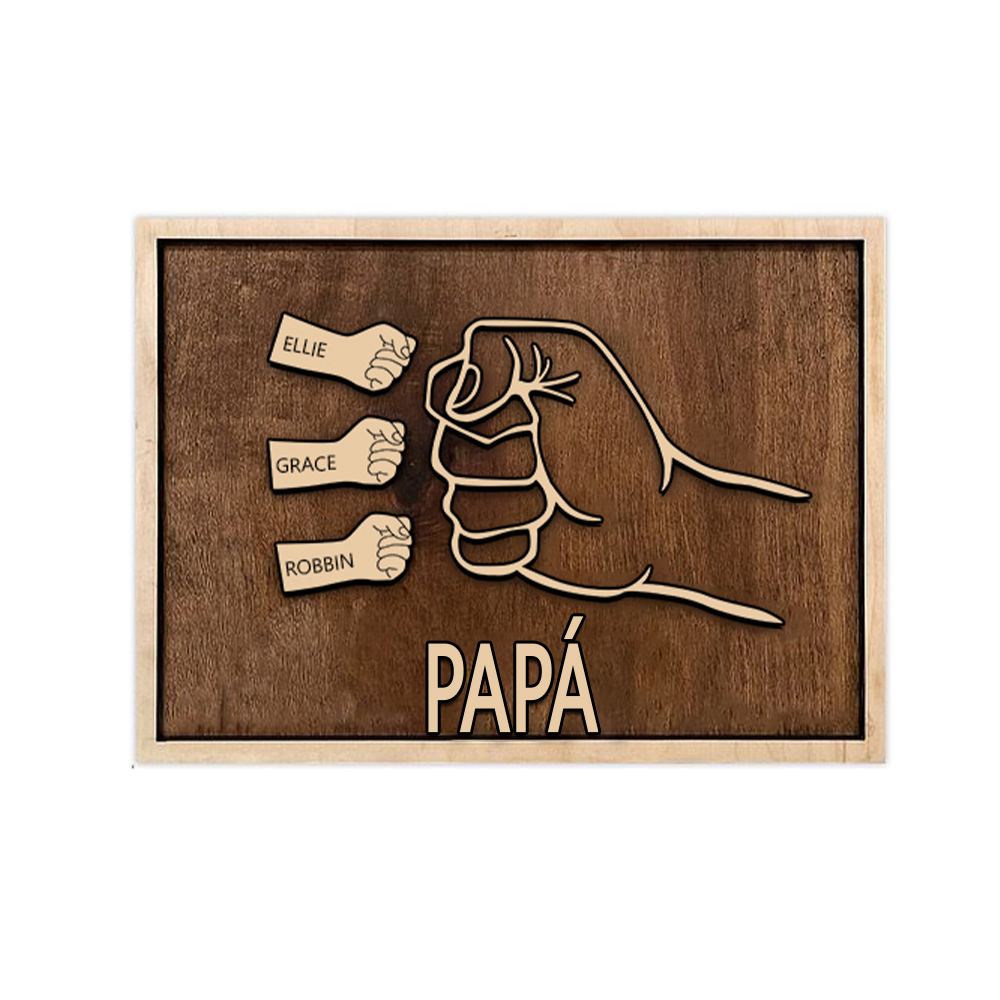 A mi papá - Marco de madera puño con puño 3 nombres personalizados | Jessemade