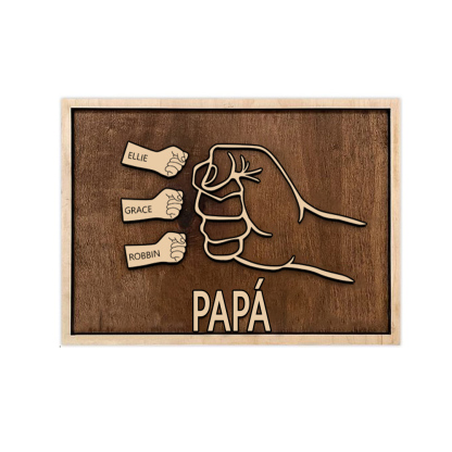 A mi papá - Marco de madera puño con puño 3 nombres personalizados | Jessemade