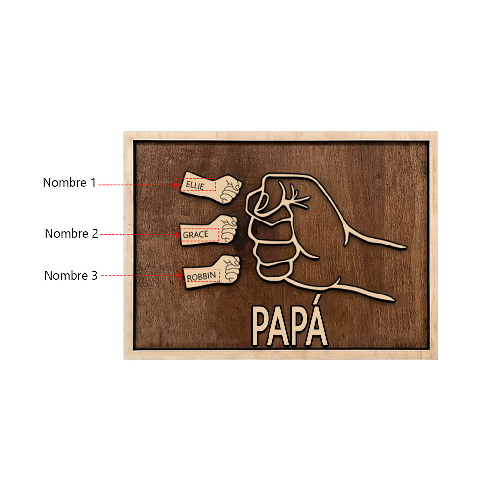 A mi papá - Marco de madera puño con puño 3 nombres personalizados | Jessemade