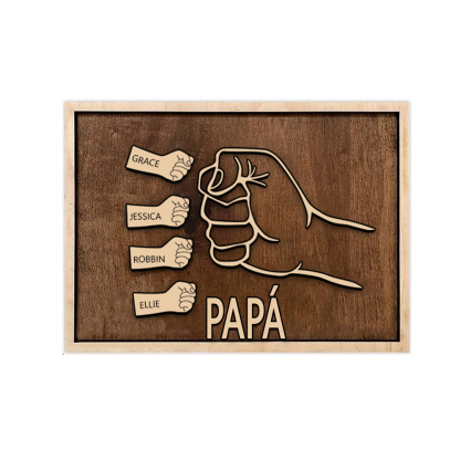 A mi papá - Marco de madera puño con puño 4 nombres personalizados | Jessemade