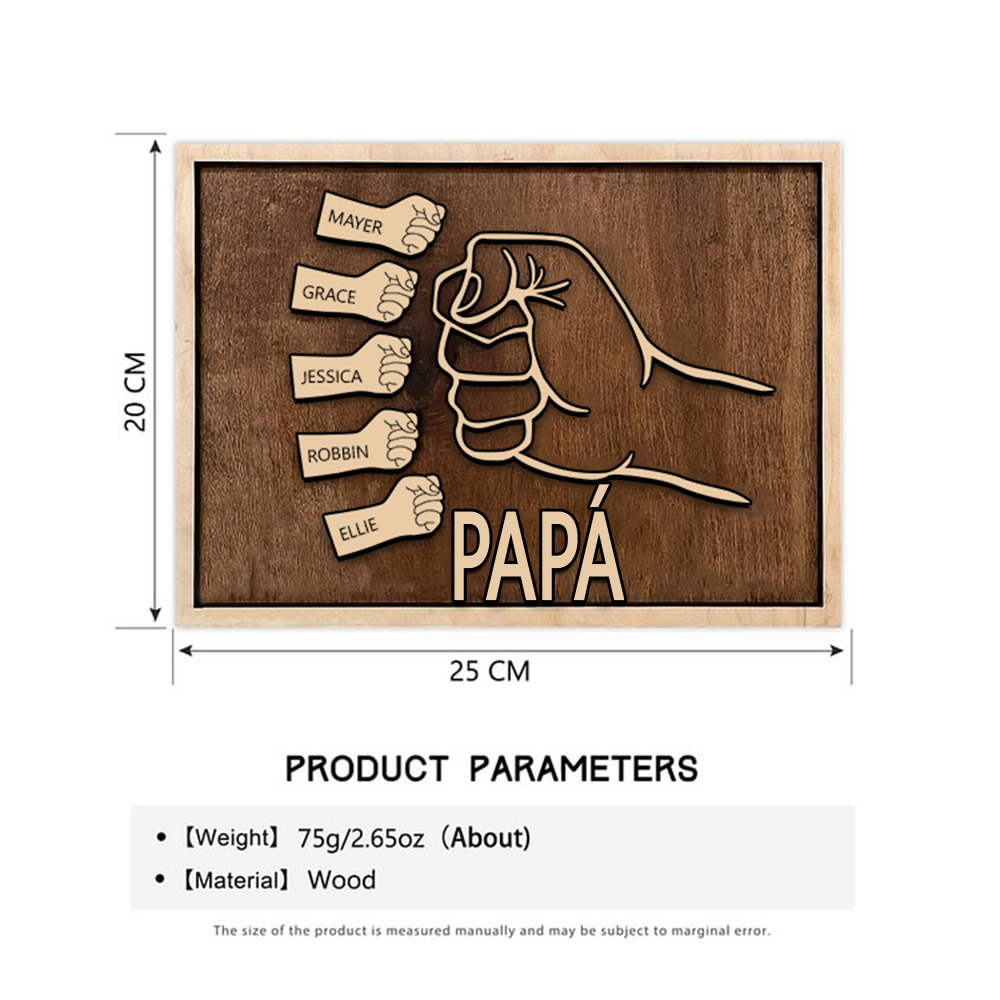 A mi papá - Marco de madera puño con puño 5 nombres personalizados | Jessemade