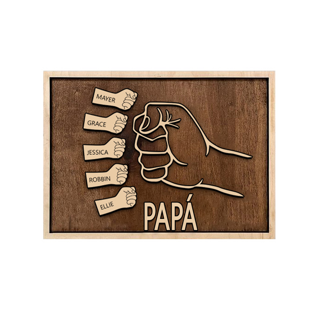 A mi papá - Marco de madera puño con puño 5 nombres personalizados | Jessemade