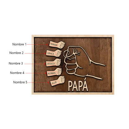 A mi papá - Marco de madera puño con puño 5 nombres personalizados | Jessemade