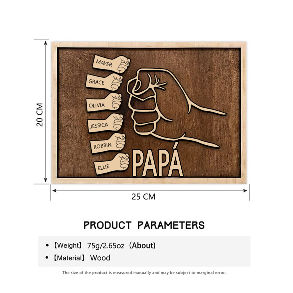 A mi papá - Marco de madera puño con puño 6 nombres personalizados | Jessemade
