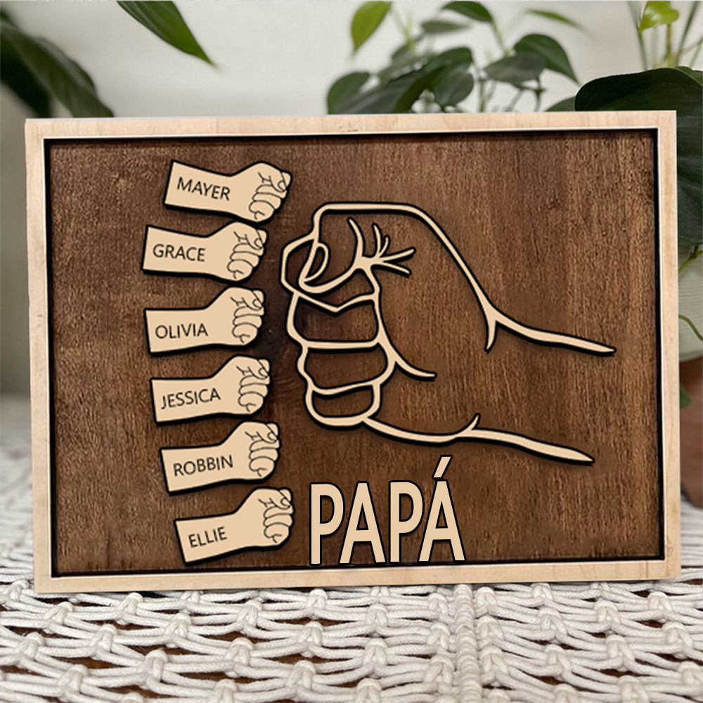 A mi papá - Marco de madera puño con puño 6 nombres personalizados | Jessemade