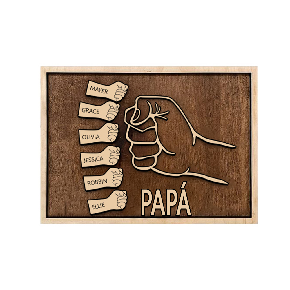 A mi papá - Marco de madera puño con puño 6 nombres personalizados | Jessemade