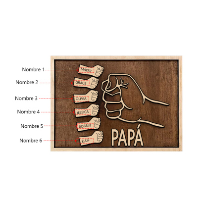 A mi papá - Marco de madera puño con puño 6 nombres personalizados | Jessemade