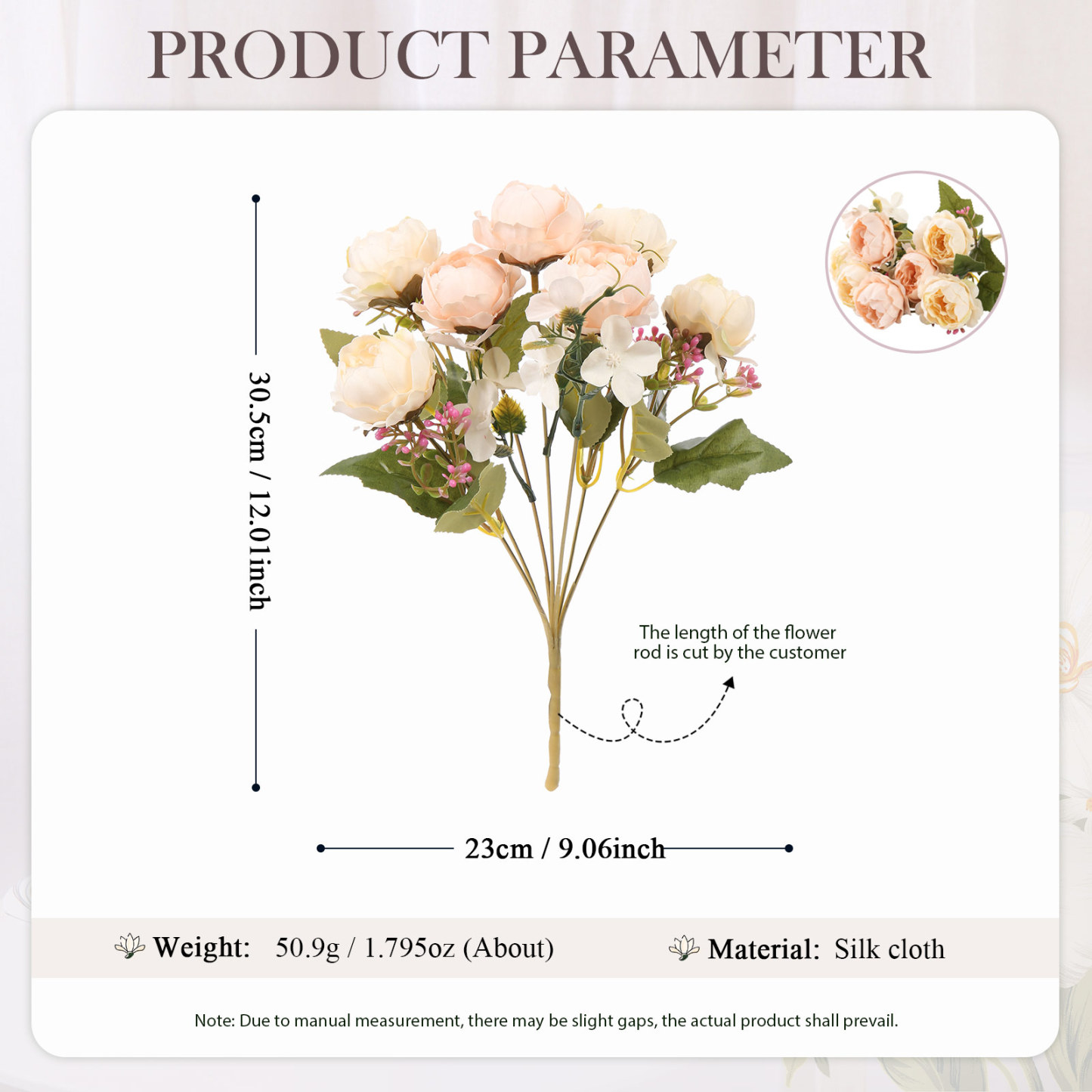 Regalo para mujer - Ramo de flores artificiales de diseño realista y elegante para decoración