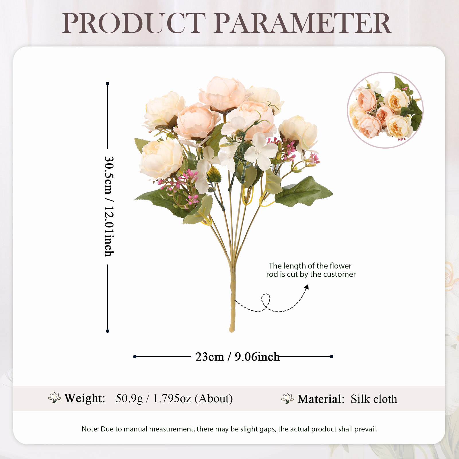 Regalo para mujer - Ramo de flores artificiales de diseño realista y elegante para decoración