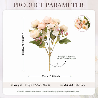 Regalo para mujer - Ramo de flores artificiales de diseño realista y elegante para decoración