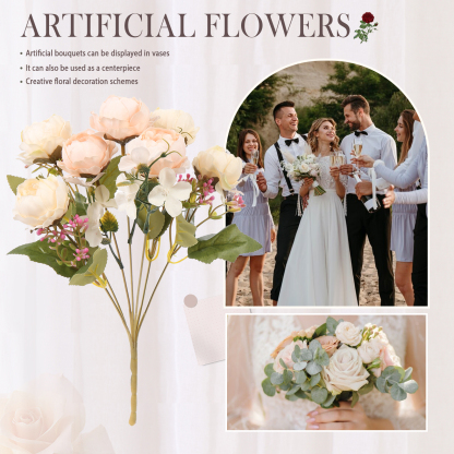 Regalo para mujer - Ramo de flores artificiales de diseño realista y elegante para decoración