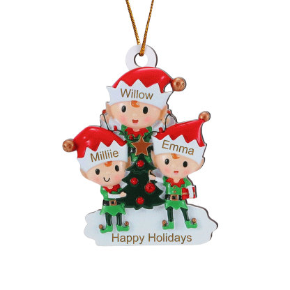 Navidad-Ornamento con muñecos de madera duendes 3 nombres y texto personalizados | Jessemade