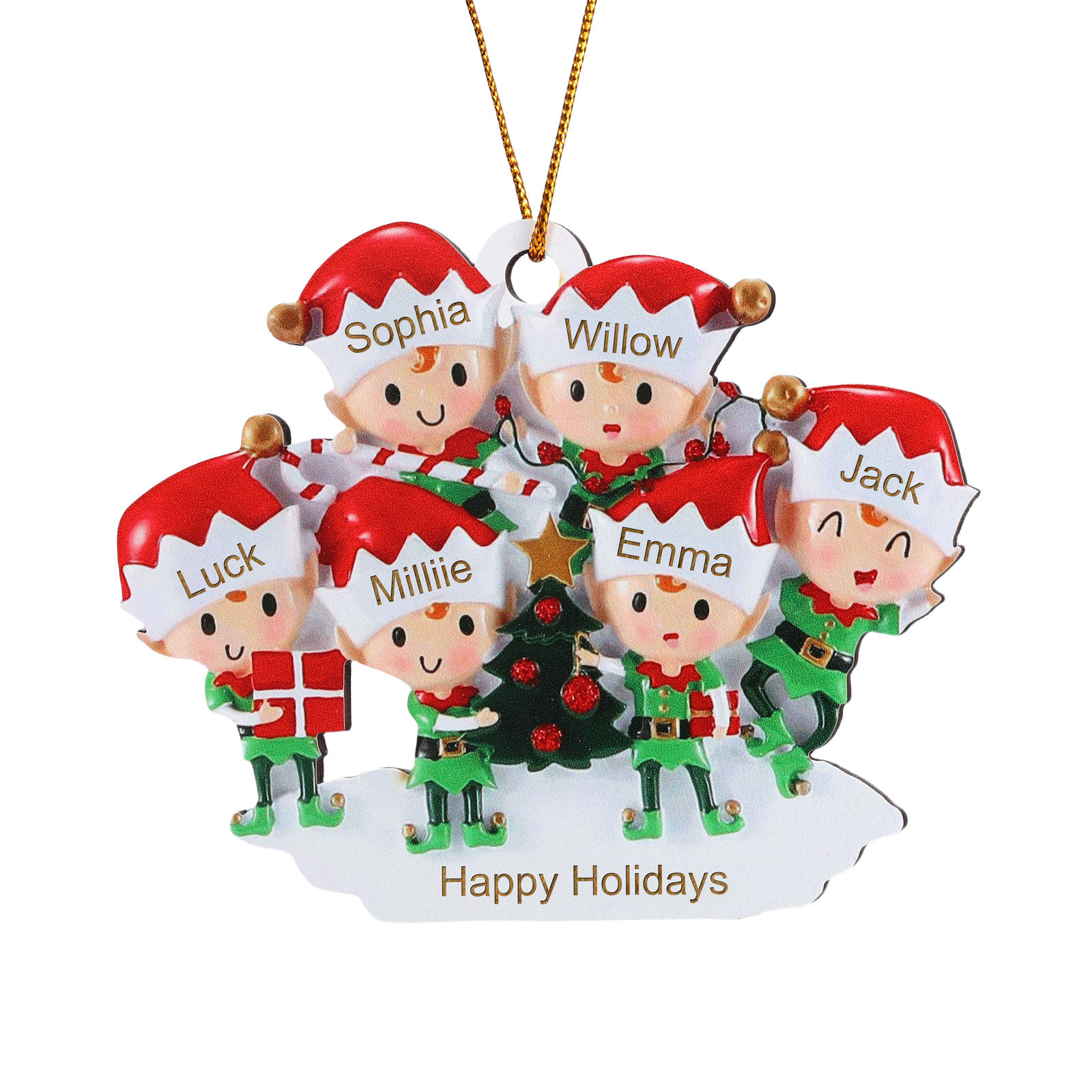 Navidad-Ornamento con muñecos de madera duendes 6 nombres y texto personalizados | Jessemade