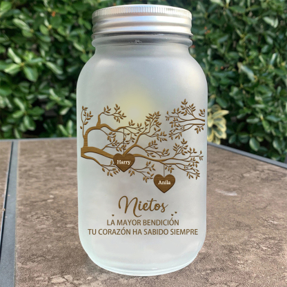 Botella con Lámpara Árbol de la Vida Personalizada con 2 Nombres y 2 Textos | Jessemade
