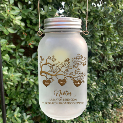 Botella con Lámpara Árbol de la Vida Personalizada con 3 Nombres y 2 Textos | Jessemade