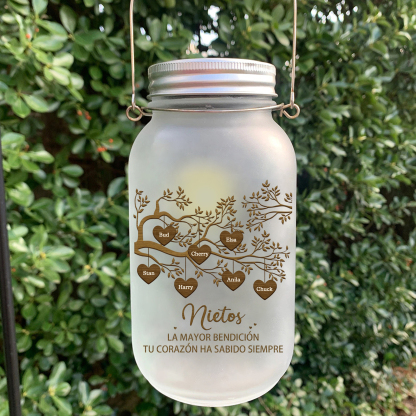 Botella con Lámpara Árbol de la Vida Personalizada con 7 Nombres y 2 Textos | Jessemade