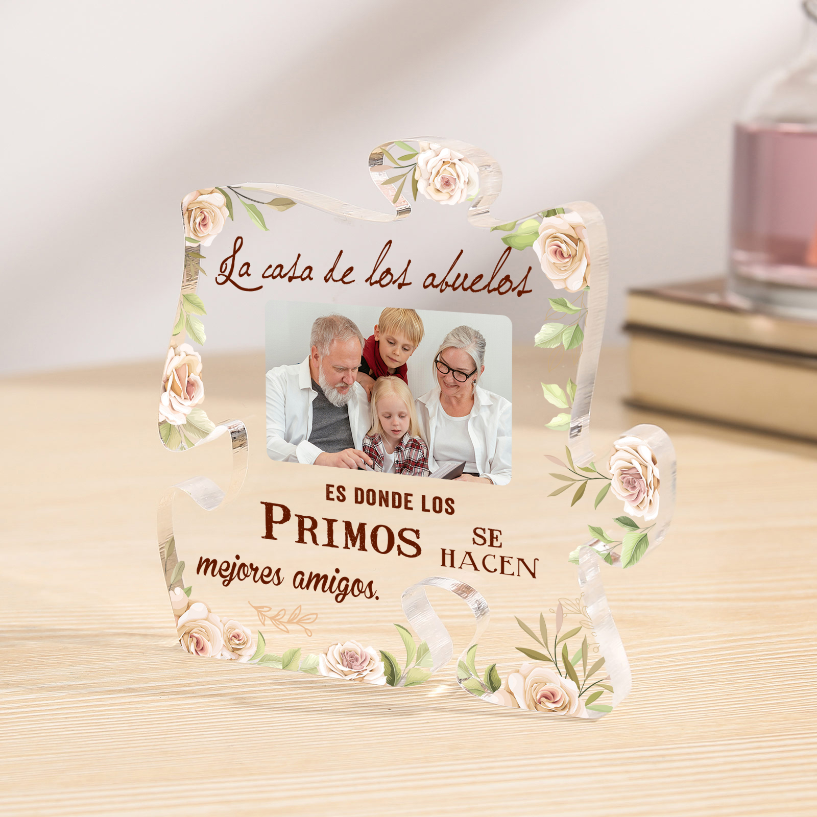 Abuelo/Abuela - Placa de acrílico en forma de rompecabezas foto personalizada | Jessemade