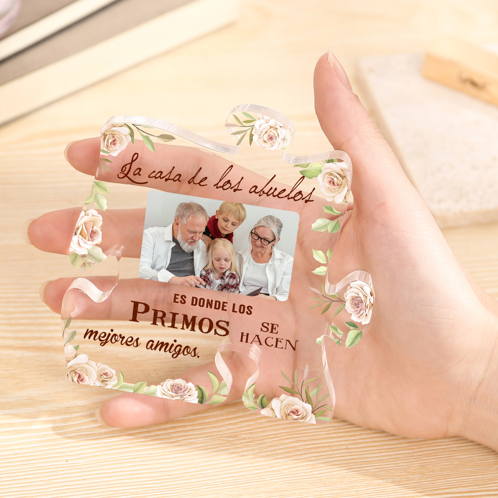 Abuelo/Abuela - Placa de acrílico en forma de rompecabezas foto personalizada | Jessemade