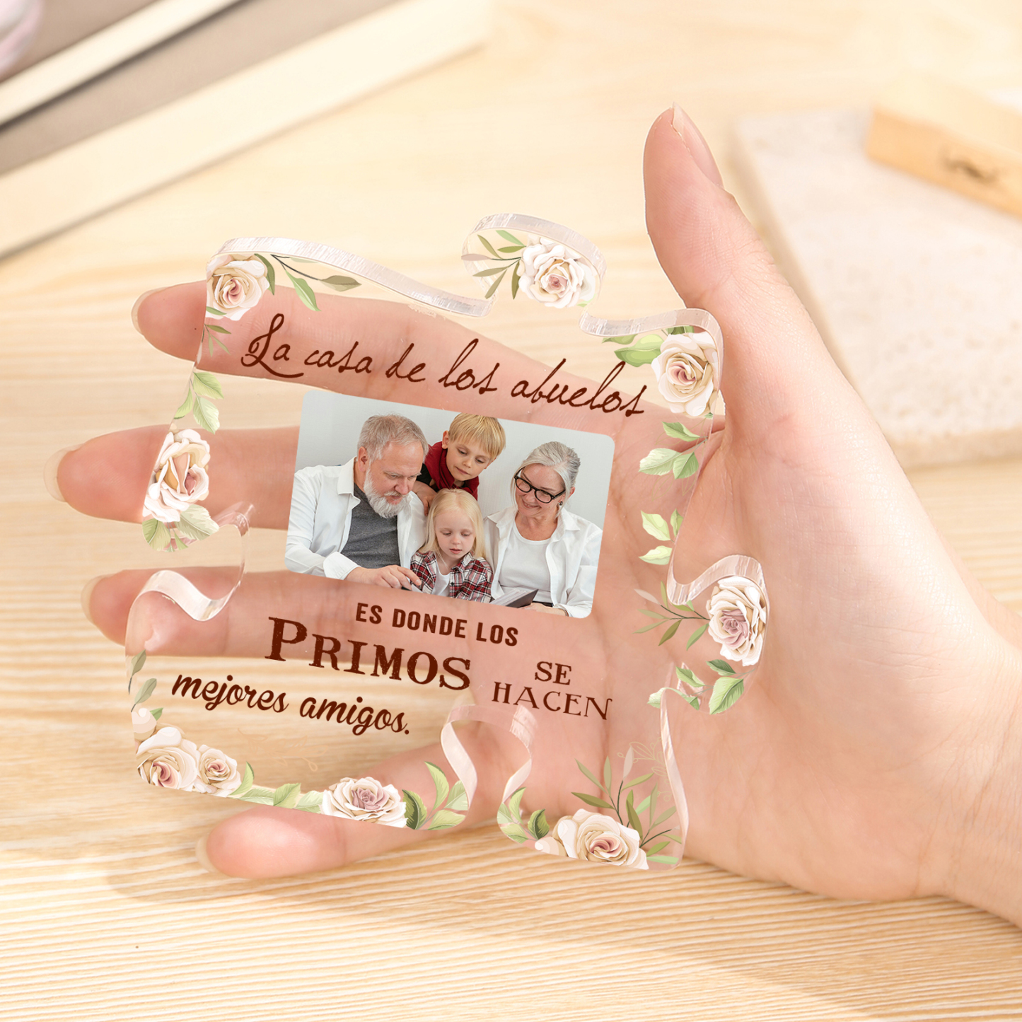 Abuelo/Abuela - Placa de acrílico en forma de rompecabezas foto personalizada | Jessemade