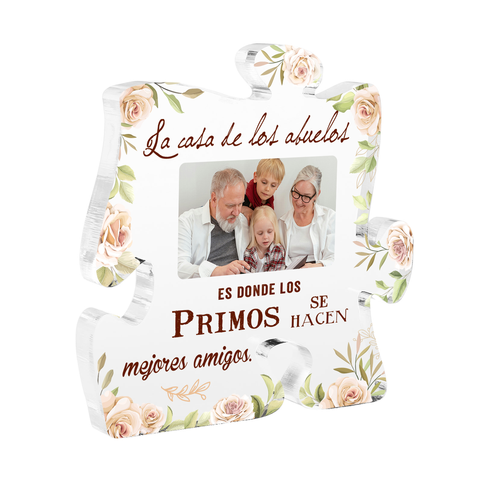 Abuelo/Abuela - Placa de acrílico en forma de rompecabezas foto personalizada | Jessemade