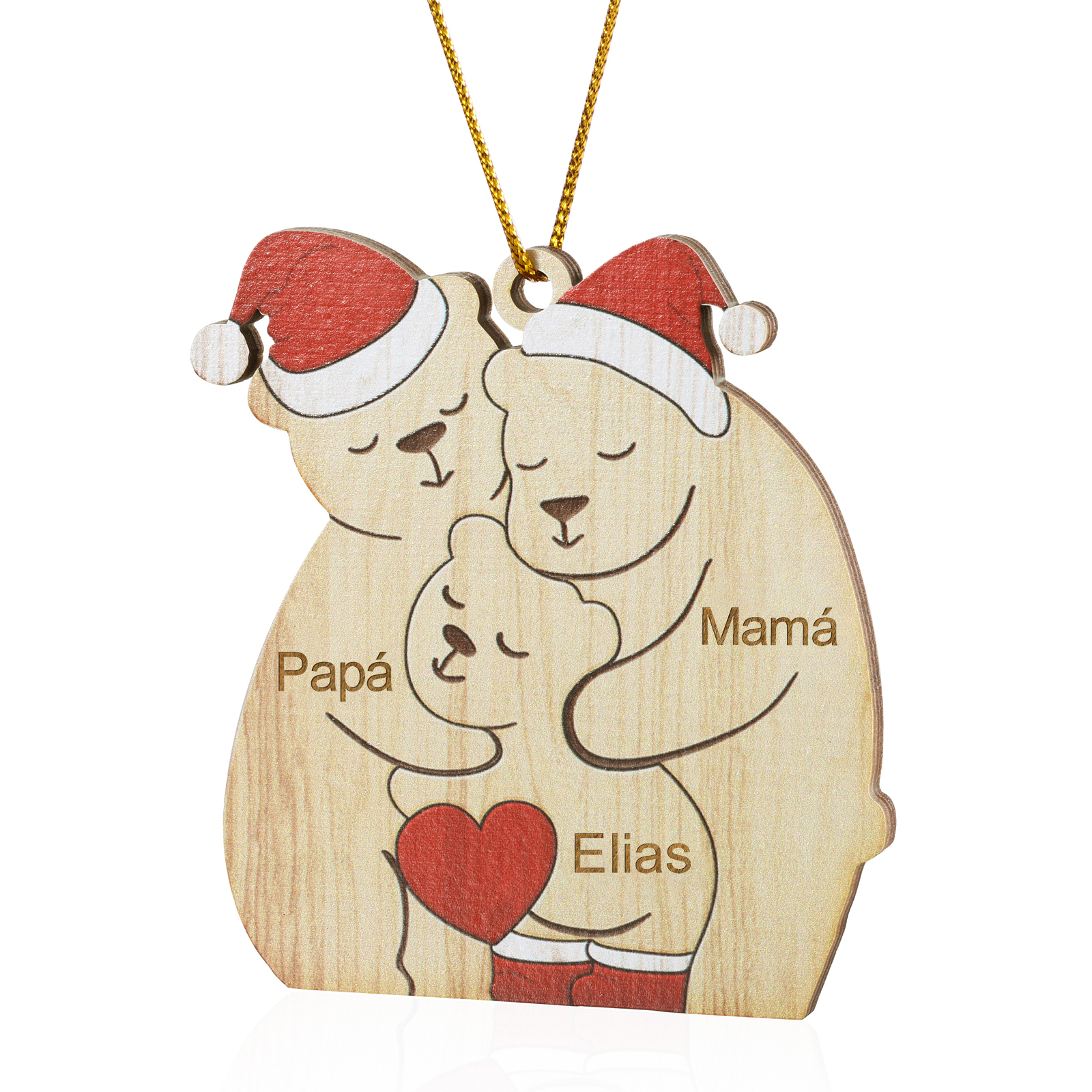 Navidad-Ornamento con muñecos de madera familia de osos 3 nombres personalizados | Jessemade