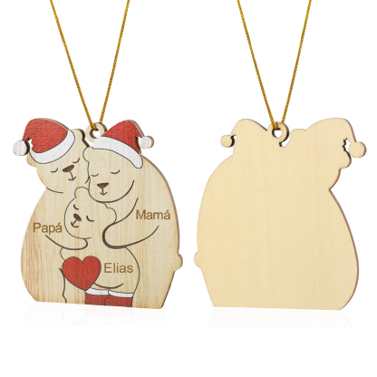 Navidad-Ornamento con muñecos de madera familia de osos 3 nombres personalizados | Jessemade