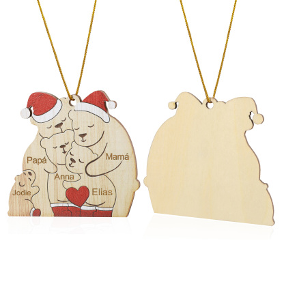 Navidad-Ornamento con muñecos de madera familia de osos 5 nombres personalizados | Jessemade