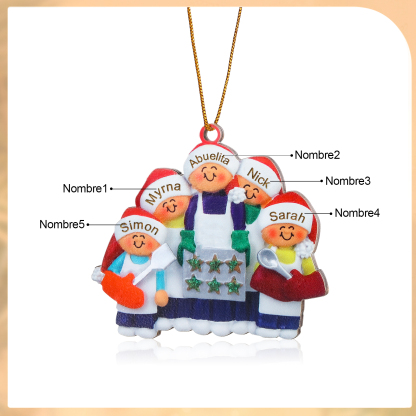 Navidad-Ornamento con muñecos de madera mamá/yaya y niños 5 nombres personalizados | Jessemade