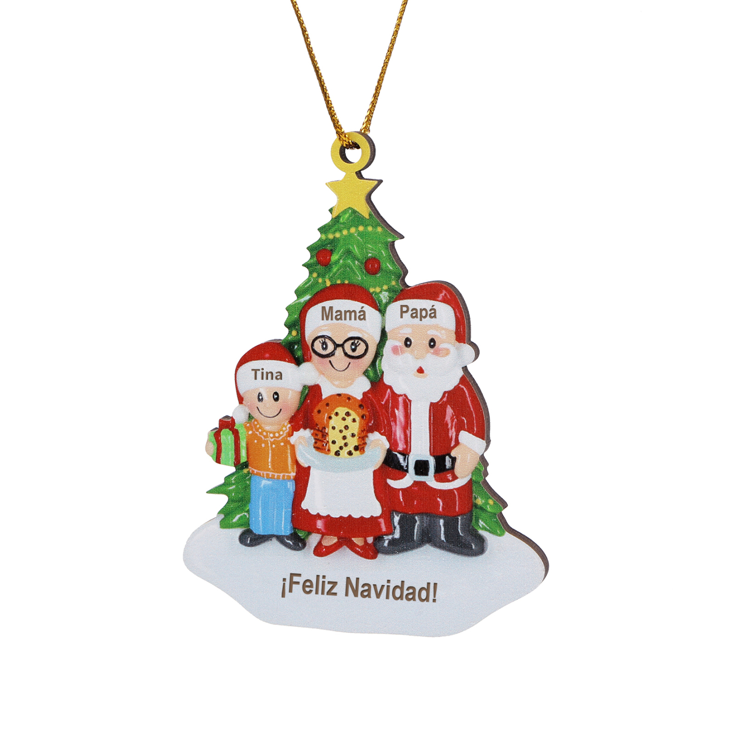 Navidad-Ornamento de madera muñecos de papá y mamá Noel 3 nombres y 1 texto personalizados | Jessemade